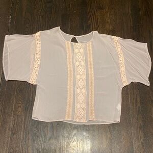 Lace Accent Blouse - Cream